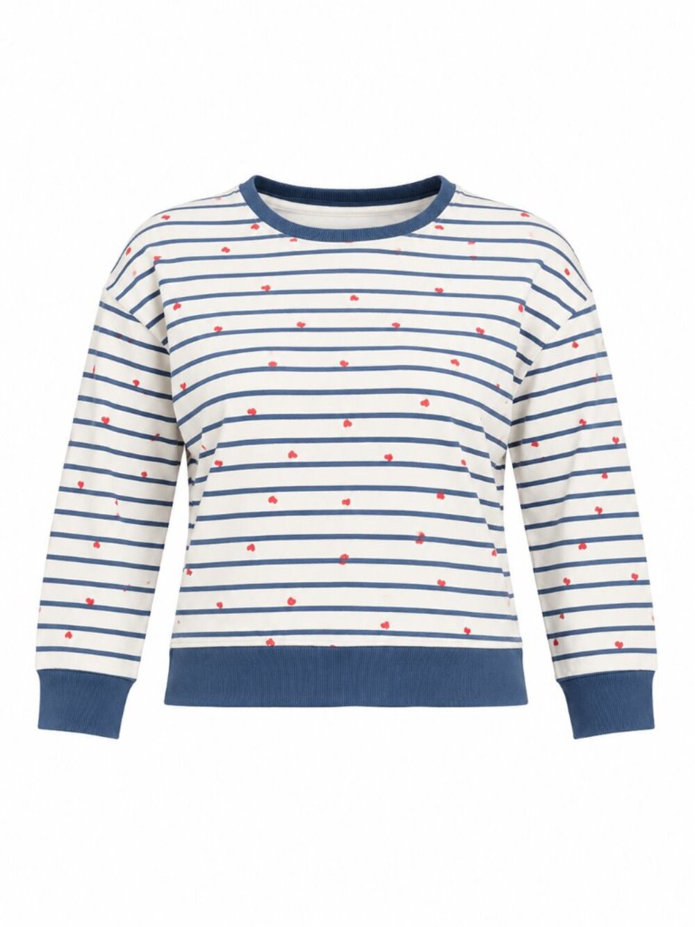100% Organic Cotton Pact Striped Heart Print Cropped Sweatshirt